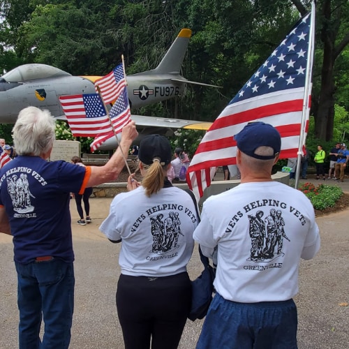 vets helping vets greenville county sc vets waving American flag at event