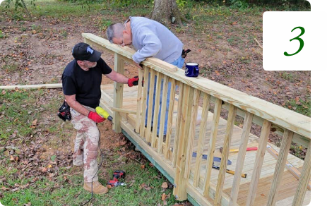 volunteers from vets helping vets in Greenville county sc building a wheelchair ramp